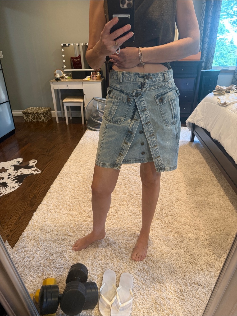 Light Blue Denim Utility Button-Front Mini Skirt XL